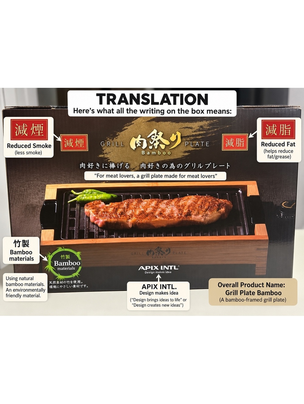 APIX AGP-242 BB Bamboo Smokeless Electric Grill Plate Japanese BBQ 100V NEW